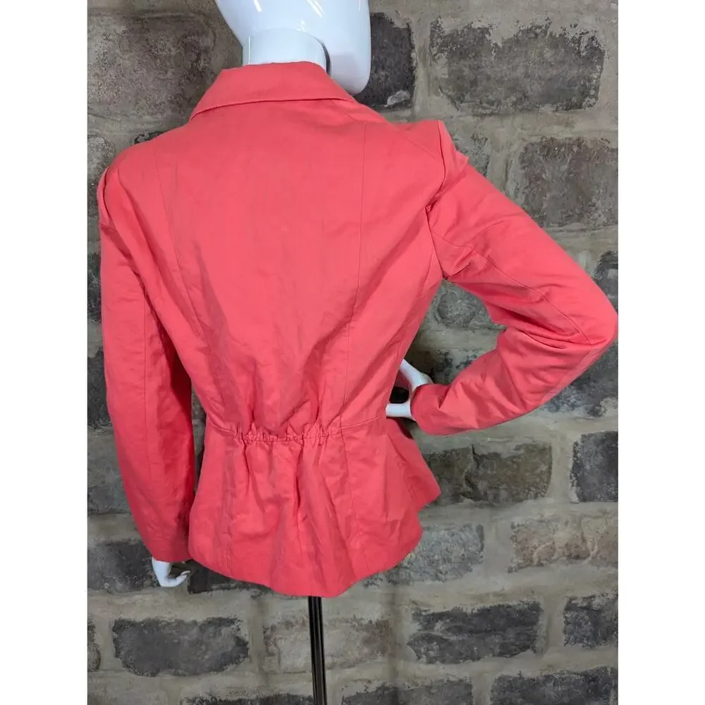 Lafayette 148 Jacket Woman's 6 Orange Double Zipper Lined‎ Bright Outdoors